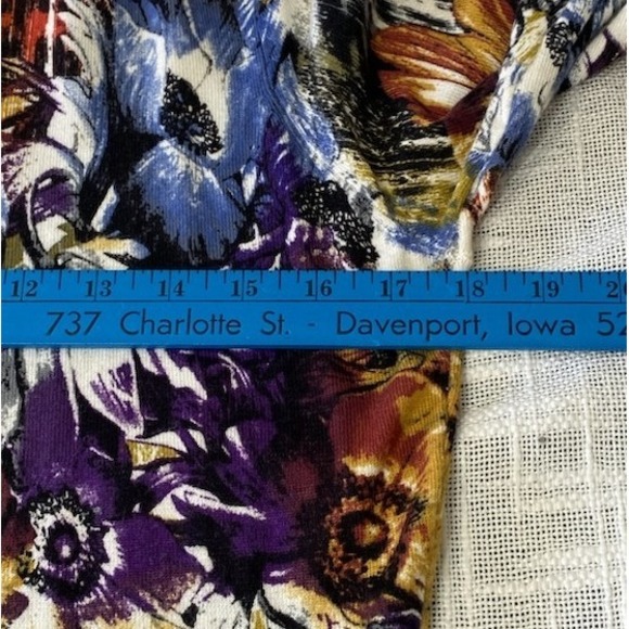 Joseph A. Women Petite Medium Cardigan Sweater Floral Painterly 3/4 Sleeve PM - Picture 10 of 12